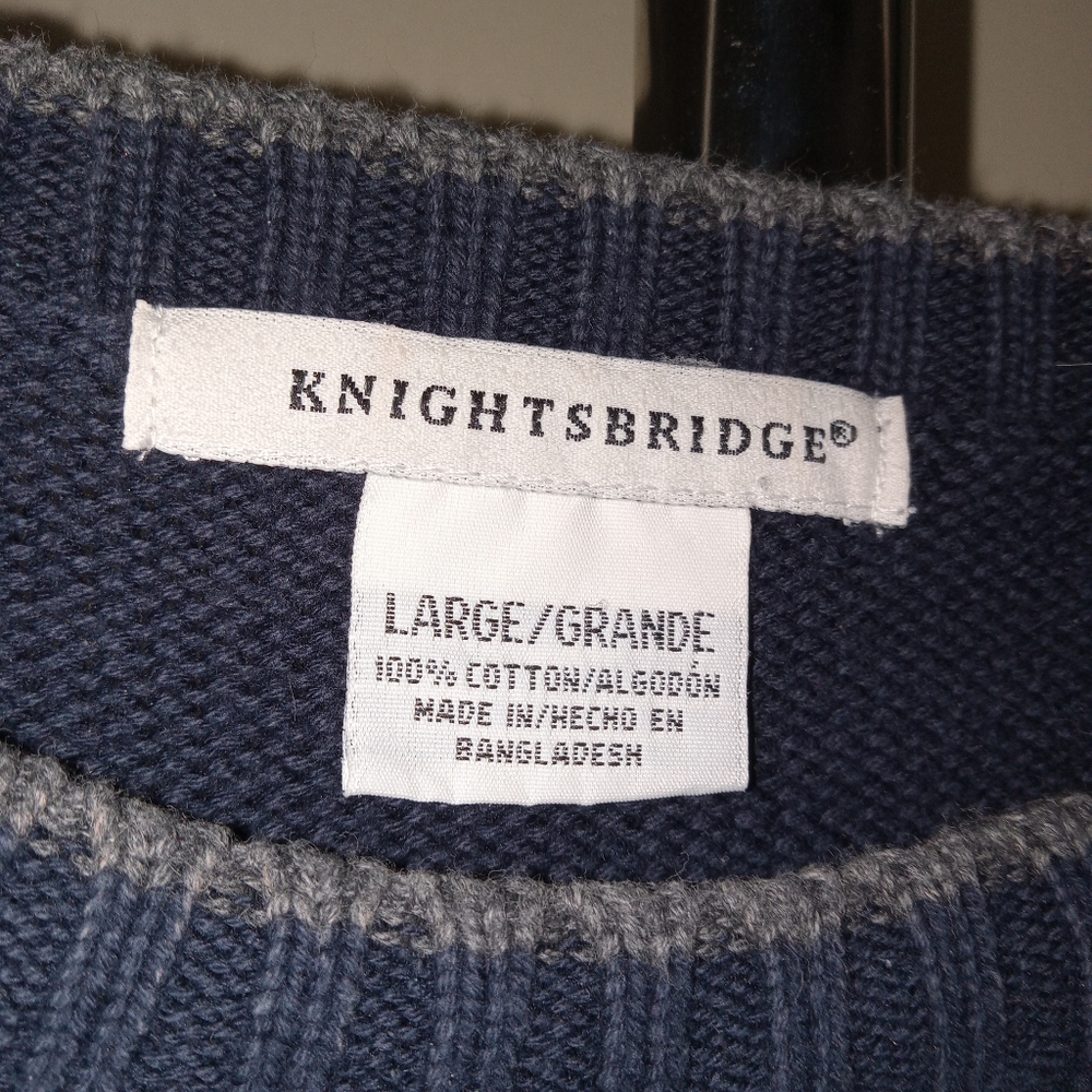 Knightsbridge Navy Cotton Sweater Large - Picture 3 of 6
